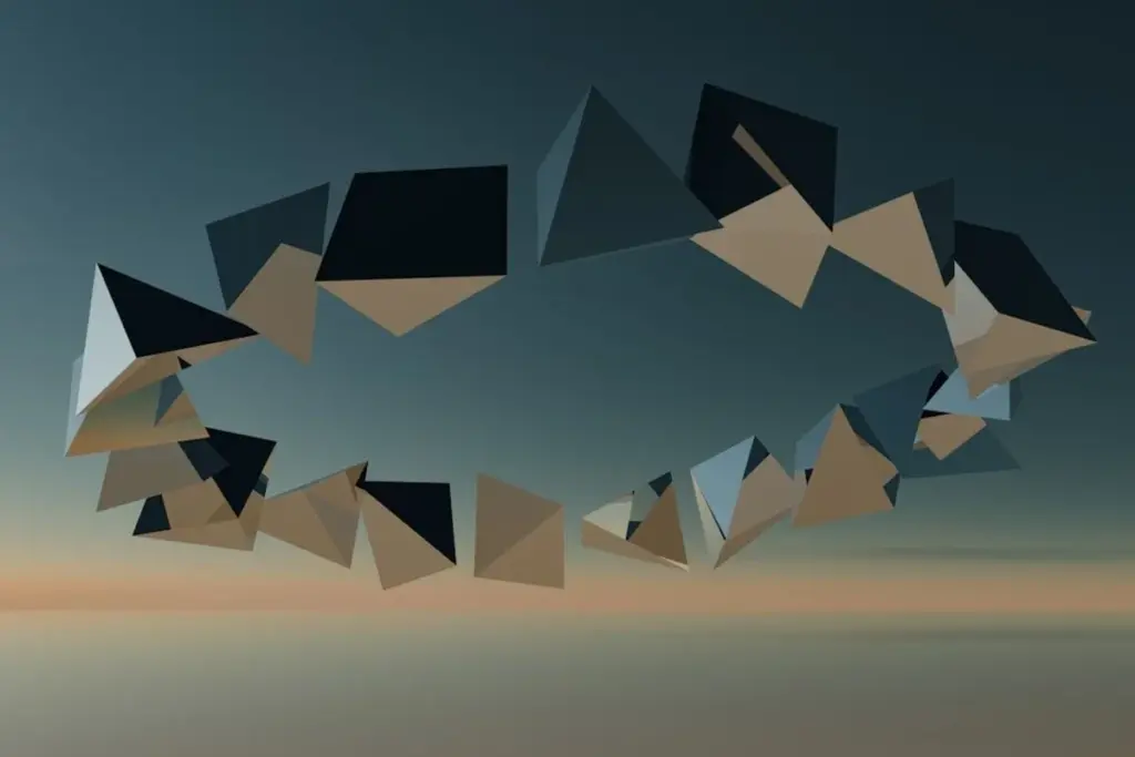 Cercle 3D de triangle dans le ciel illustrant les sauvegarde automatique WordPress